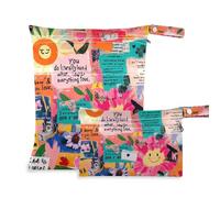 siphylline Borsa impermeabile per costume da bagno 2 Pack essenziale da viaggio per volare con maniglie per asilo, bagno Sole Parole d'arte colorate