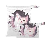 siphylline Borsa impermeabile per pannolini, confezione da 2 elementi essenziali da viaggio per bambini con manici per pannolini per bambini, asilo nido Cute Cartoon Cats