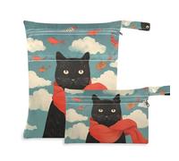 siphylline Borsa impermeabile per viaggiare Confezione da 2 elementi essenziali da viaggio per volare con manici per spiaggia, yoga A Thinking Black Cat