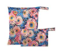siphylline Borsa impermeabile riutilizzabile 2 confezioni essenziali da viaggio per bambini con maniglie per il bagno, asilo nido Piume arancioni