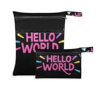 siphylline Borsa lavabile per bagnata 2 Pack borsa per pannolini oggetti essenziali con manici per viaggi, spiaggia Hello World Graffiti Style