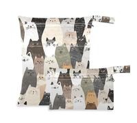 siphylline Borsa lavabile per il nuoto Confezione da 2 elementi essenziali da viaggio per bambino con manici per palestra, viaggio Estetica Ragdoll Gatti Bianco