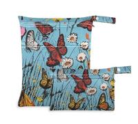 siphylline Borsa lavabile per palestra Confezione da 2 elementi essenziali da viaggio per volare con manici per piscina, bagno Atmosfera primaverile Fiori e farfalle