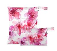 siphylline Borsa per la biancheria con cerniera, confezione da 2 pezzi essenziali da viaggio per bambini con manici per il bagno, pannolini per bambini Cherry Blossom Flower