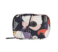 siphylline Borsa per medicine con illustrazioni astratte e fiori con scomparti staccabili, custodia da viaggio attaccabile, Arte astratta Illustrazioni Fiori