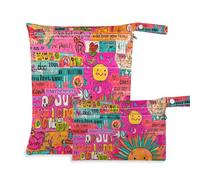 siphylline Borsa per pannolini per bambini a prova di disordine Confezione da 2 borse per pannolini oggetti essenziali con manici per piscina, piscina Sole Parole d'arte colorate carino