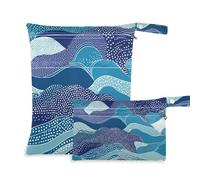 siphylline Borsa per vestiti da palestra a prova di disordine Confezione da 2 elementi essenziali da viaggio per bambini con manici per palestra, palestra Nautico onde marine blu