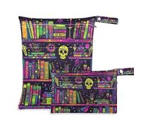 siphylline Borsa riutilizzabile per costume da bagno confezione da 2 borse per pannolini oggetti essenziali con manico per yoga, bagno biblioteca magica colorata halloween