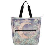 siphylline Borsa tote per bambini per ragazzi ragazze donne, estetica Boho Moon Dreamy grande borsa a tracolla con cerniera per scuola e tempo di gioco