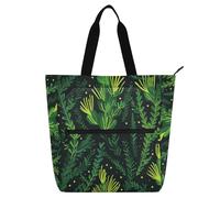 siphylline Borsa tote per libri, per bambini, donne, uomini, design ginepro, verde fluo, impermeabile, riutilizzabile, con cerniera, per scuola, shopping, drogheria