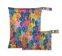 siphylline borse a prova di disordine per il viaggio 2 Pack borsa bagnata per costume da bagno con maniglie per il bagno, viaggio Persone colorate Montagna Gente Mare
