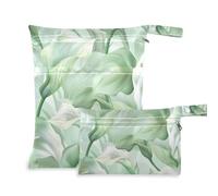 siphylline Borse da bagno impermeabili 2 confezioni essenziali da viaggio per bambini con manici per yoga, palestra Calla Lily Flower Colori pastello Verde menta