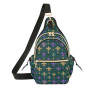 siphylline Borse laterali da donna a tracolla impermeabile da donna borsa da petto per viaggi, incontri carnevale Fleur-de-lis verde scuro