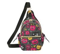 siphylline Borse laterali da donna a tracolla impermeabili per adolescenti, zaino da viaggio, incontri mostri frutta grigio rosso