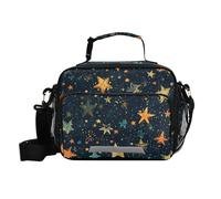 siphylline Borse per il pranzo con motivo astratto astratto nero per gli uomini eco-friendly Womens Lunchbox con tracolla viaggio adolescenti