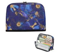 siphylline Borse per matite di grande capacità borse per il trucco espandibile astuccio per cancelleria per infermiere forniture scolastiche preppy indaco mattutina gloria astratta fiori