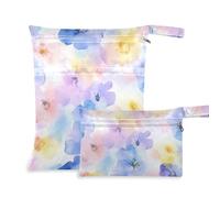 siphylline Borse riutilizzabili per nuotatori Confezione da 2 elementi essenziali da viaggio per volare con manici per spiaggia, piscina Acquerello Arte Fiori Blu