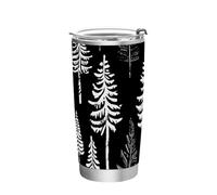 siphylline Bottiglia d'acqua isolata in acciaio inossidabile di mezzanotte con design in bianco e nero Redwood per la casa Coperchio a prova di perdite 20 once tazza da caffè da viaggio per caffè