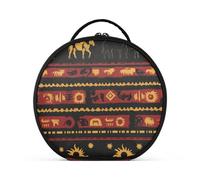siphylline Buffalo Sun Pattern Red Black Yellow Makeup Bag verticale autoportante leggera borsa cosmetica per le donne con divisori regolabili 27,9 cm