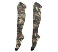 siphylline Calze alte da donna elasticizzate extra lunghe sopra il ginocchio alte calze per lavoro calze a tubo alto per matrimoni mimetico marrone scuro, Camouflage Marrone Scuro, taglia unica
