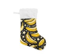 siphylline Calze natalizie a forma di banana e stelle, gialle e nere, con polsino in peluche, decorazione per le vacanze, per classe, albero di Natale, pupazzo di neve