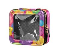 siphylline Carino Cartoon Colorful Bolle Mini Clear Makeup Bag Clear Toiletry Bag con Cerniera Nail Polish Organizer Bag per Viaggi, carino, cartone animato, colorito, bolle, 1 size