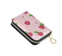 siphylline Carino Cherry Pattern piccolo portafoglio di carte in pelle con Cion Purse RFID Blocco piccolo titolare della carta con cerniera