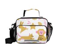 siphylline Carino Rosa Marrone Scimmia Coniglio Lunch Box per Ragazze Grande Lunch Box Cooler Bag con Tracolla Maschio Viaggio