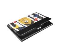 siphylline Carnivore Animal Lion Nero Ultra-sottile porta biglietti da visita da viaggio con porta carte in pelle e acciaio inox per proteggere le tue carte