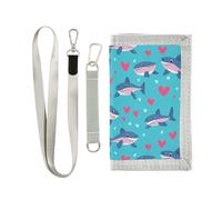 siphylline Cartone animato Blue Sea Animal trifold card portafogli per gli uomini per maschi semplici portafogli pieghevoli con cordino, animale blu del mare del fumetto, 1 size