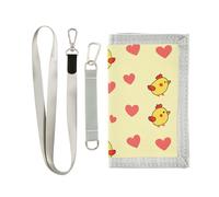 siphylline Cartone animato pollo giallo trifold clip portafoglio per gli uomini per le donne fresco trifold portafogli con cordino, cartone animato, pollo, giallo, 1 size