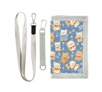 siphylline Cartoon Bears Carino Plaids portafoglio da uomo trifold per uomo cool portafoglio da viaggio per gli uomini con cordino, cartoni animati orsi carino plaid, 1 size