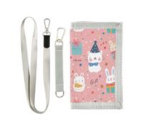 siphylline Cartoon Cute Animals Blush Colore trifold clip portafoglio per gli uomini per le donne pop mens portafoglio con cordino, cartone animato, carino, animali, blush, colore, 1 size