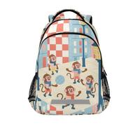 siphylline Cartoon Cute Monkey Play Ball Plaid zaino per bambini ragazzi con petto clip libro borse per college mochilas para ni?a