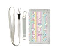 siphylline Cartoon Pastel Cakes portafoglio uomo trifold per carte di credito cool billfold portafoglio con cordino, cartoni animati torte pastello, 1 size