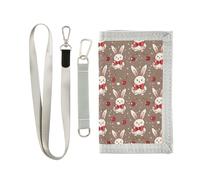 siphylline Cartoon White Rabbit Red Bow Cherry trifold mens portafoglio da viaggio per donna cool mens portafoglio da viaggio con cordino, cartone animato, coniglio, rosso, prua, ciliegia, 1 size