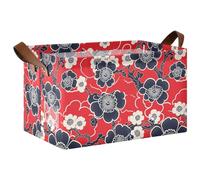 siphylline Cestini pieghevoli con motivo a vite giapponese rosso floreale robusto organizer con manici, cubi pieghevoli per riporre la biancheria, camera da letto, soggiorno