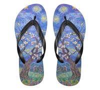 siphylline Cielo stellato Fiori di pera donne di gomma infradito sandali comodi flip per camminare, Fiori di pera cielo stellato, Medium