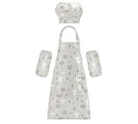 siphylline Confezione da 3 grembiuli multiuso grigi da cuoco con tasche per bambini dai 7 ai 12 anni