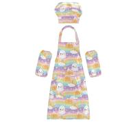 siphylline Costume da cuoco per bambini, comodo, con grembiule e cappello da cuoco, per bambini dai 7 ai 12 anni