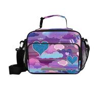 siphylline Cuori Nuvole Vapor Wave Style Blu Viola Lunch Box per Uomini con Manici Teen Girl Lunch Bag con Tracolla Adulti Lavoro