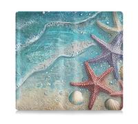siphylline Custodia a portafoglio per auto, in pelle ecologica in poliuretano, con conchiglie e stelle marine, per auto, rimorchio, moto, barca, Conchiglie di stelle marine da spiaggia blu, 1 size