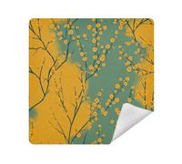 siphylline Custodia da viaggio per trucco in tessuto magico cosmetico borsa da viaggio Organizer Wrap 13,8 X 13,8 Wrapper Organizzatori cosmetici per viaggi, fiori gialli, verde, modello, 13.8x13.8in