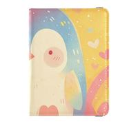 siphylline Custodia per passaporto in pelle a forma di pinguino arcobaleno con blocco RFID, ultra sottile