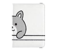 siphylline Custodia per passaporto in pelle bianca minimalista con figura stilizzata con porta passaporto combinato con slot per carte di vaccino leggero