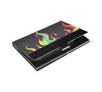 siphylline Custodia ultra sottile per biglietti da visita, colore nero fluorescente, con custodia in pelle e acciaio inox per proteggere le tue carte di credito