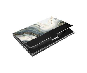 siphylline Custodia ultrasottile per biglietti da visita in marmo blu con linee dorate e custodia in pelle e acciaio inossidabile per proteggere le tue carte