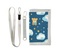 siphylline Cute Bears Brown Blue Clouds trifold mens portafoglio per donna pop card portafogli per gli uomini con cordino, carino, orsi, marrone, blu, nuvole, 1 size