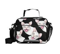 siphylline Estetica Devon Rex Cats Nero Borse Pranzo per Ragazze Grande Capacità Borsa Pranzo Tote Bag con Tracolla Ragazze Picnic