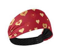 siphylline Fasce elastiche per la testa da donna con cuore rosso oro antiscivolo per basket tennis tennis basket